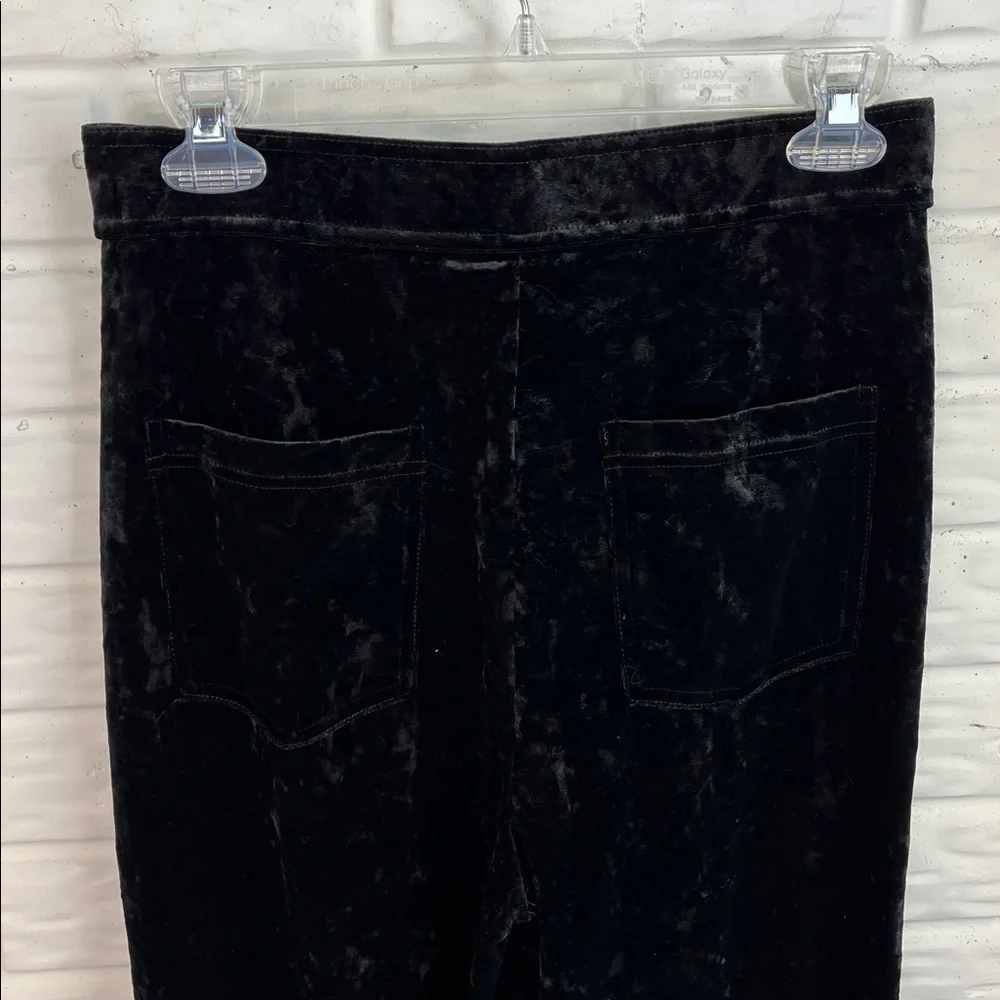 HALARA VELVET BLACK HIGH WAISTED WIDE LEG FRONT POCKET PULL ON PANTS SZ MED NWT - Picture 7 of 12
